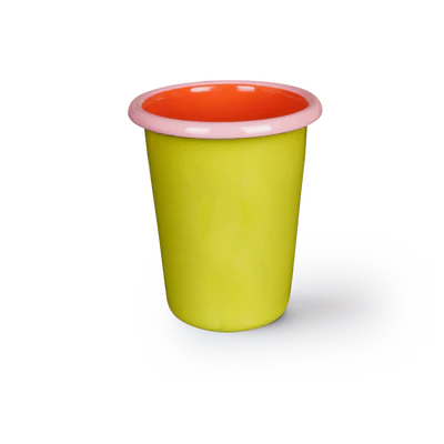 TUMBLER - chartreuse and coral with soft pink rim (250ml