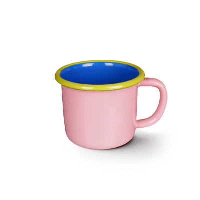 MUG - soft pink and electric blue with chartreuse rim