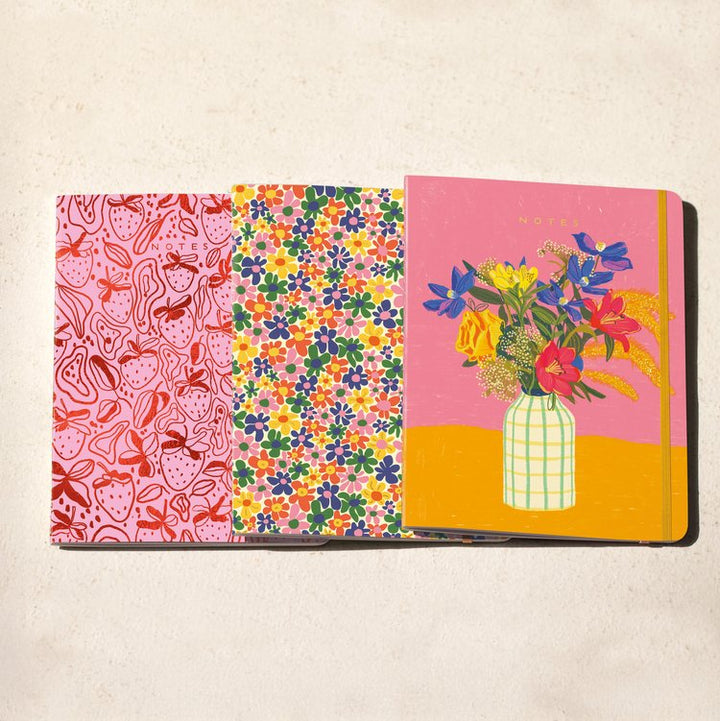 White Vase Floral | Sewn Trio Notebook Set