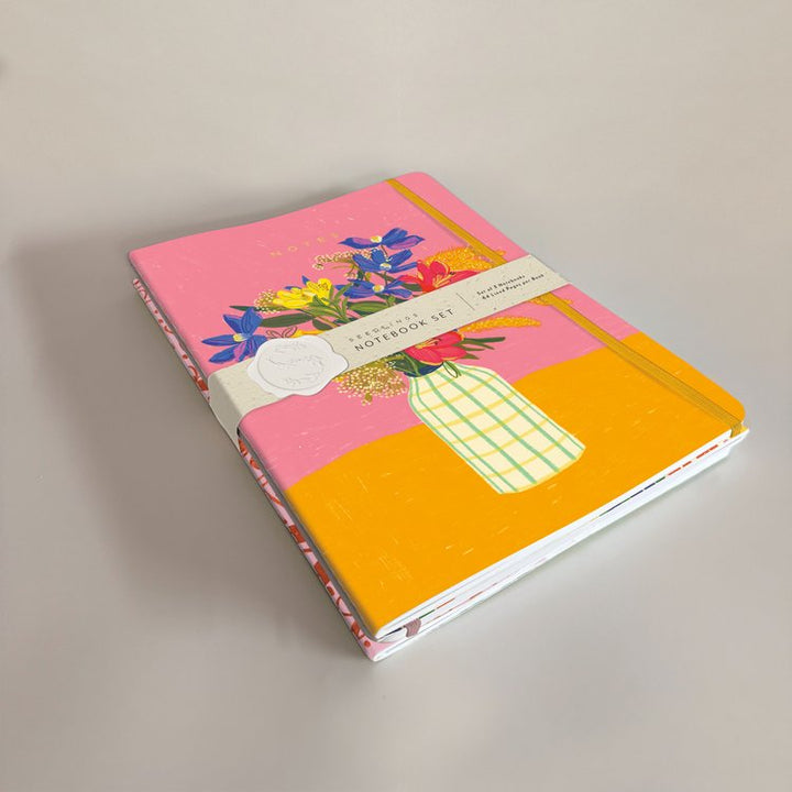 White Vase Floral | Sewn Trio Notebook Set