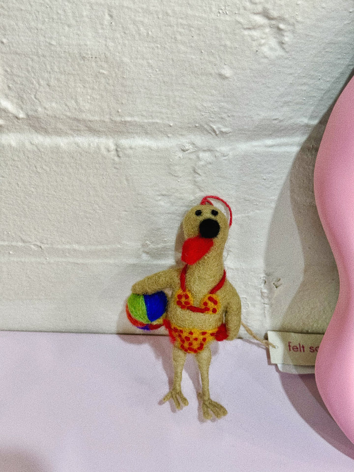 Handmade Felt Tropical Turkey Quirky Hanging Decoration