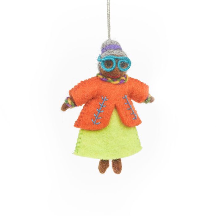 Handmade Felt Groovy Grannies Hanging Decoration
