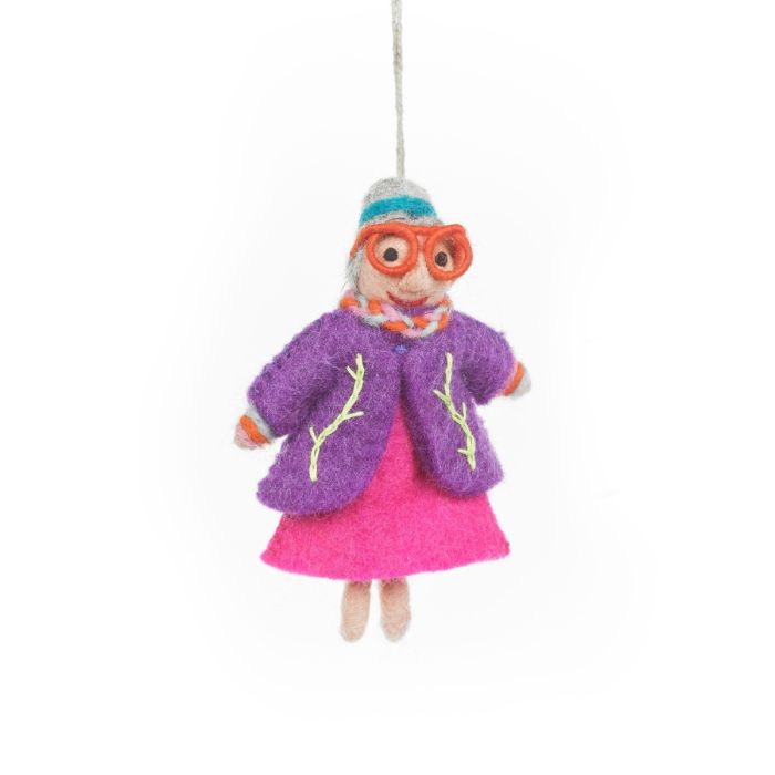 Handmade Felt Groovy Grannies Hanging Decoration